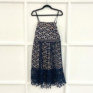 NAVY LACE OVERLAY SUMMER DRESS